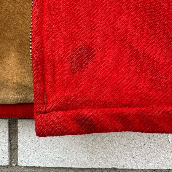 Vintage Woolrich Red Wool Boy Scouts Jacket Sz 10 Smokey Bear Patch Broken Zip - Picture 13 of 13